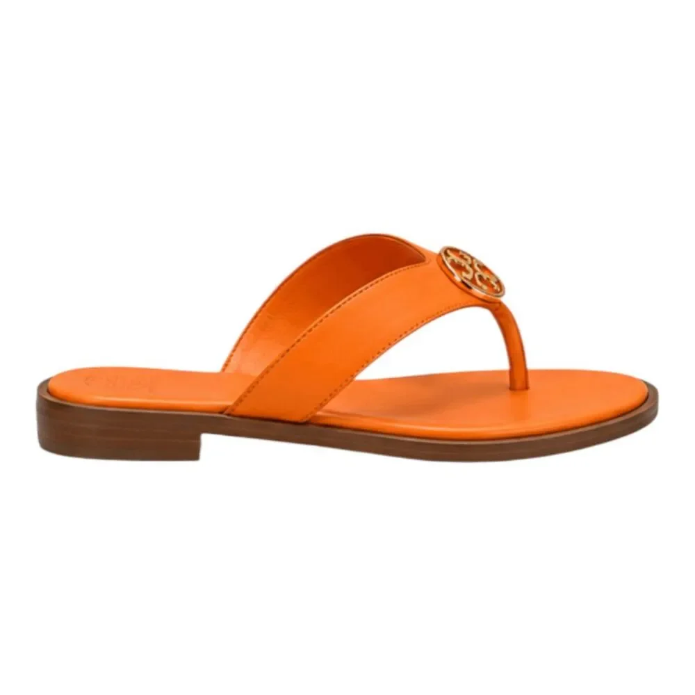 NWOB TORY BURCH Benton Orange Leather T Sandals Size 7M